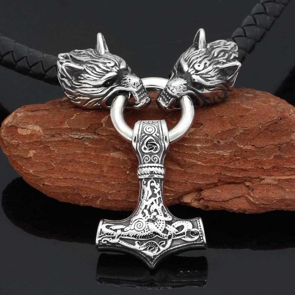 Vikings Wolf Mjolnir Stainless Steel Bracelet - 50 CM / 20 INCHES