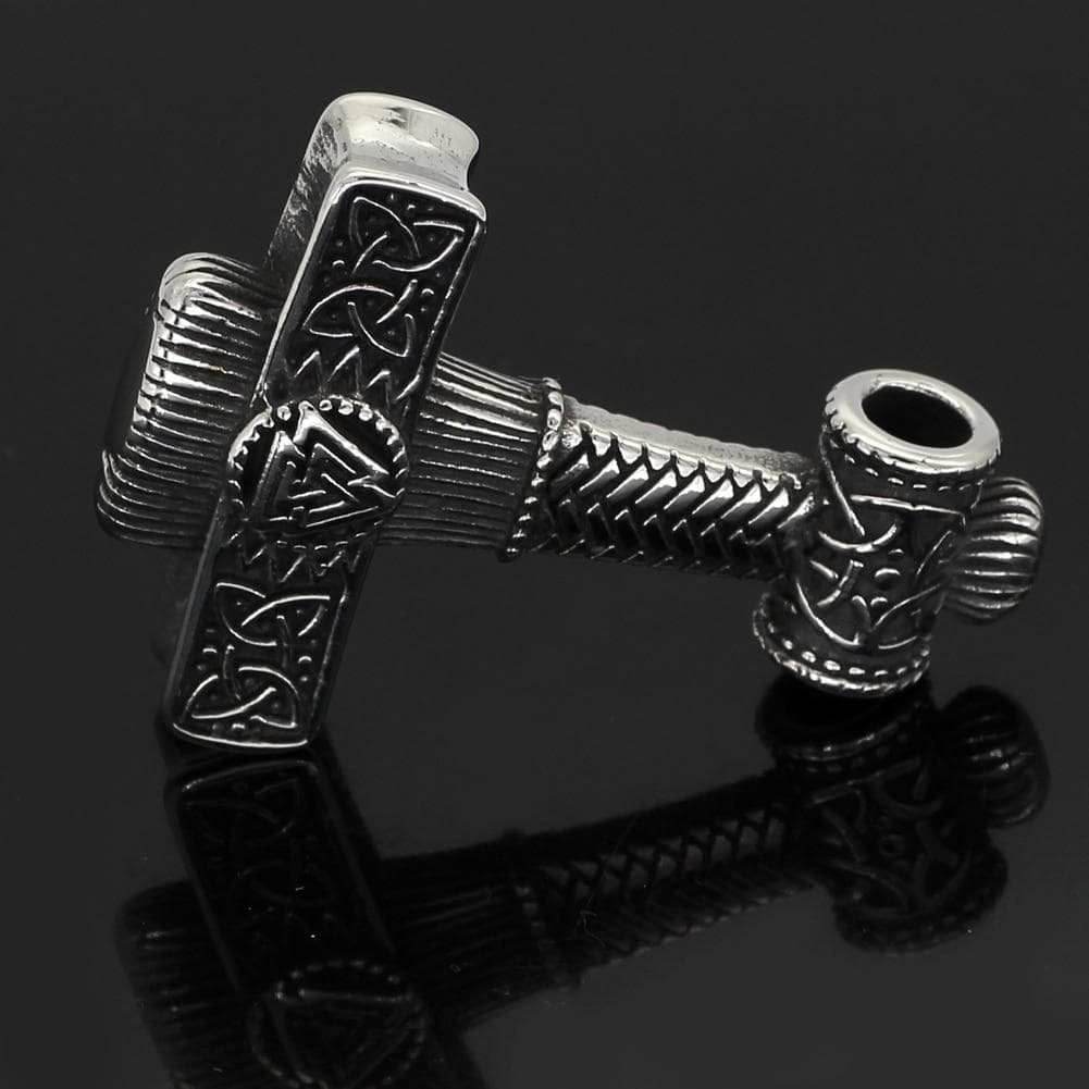 Viking Mjolnir Valknut Stainless Steel Necklace - Pendant Only