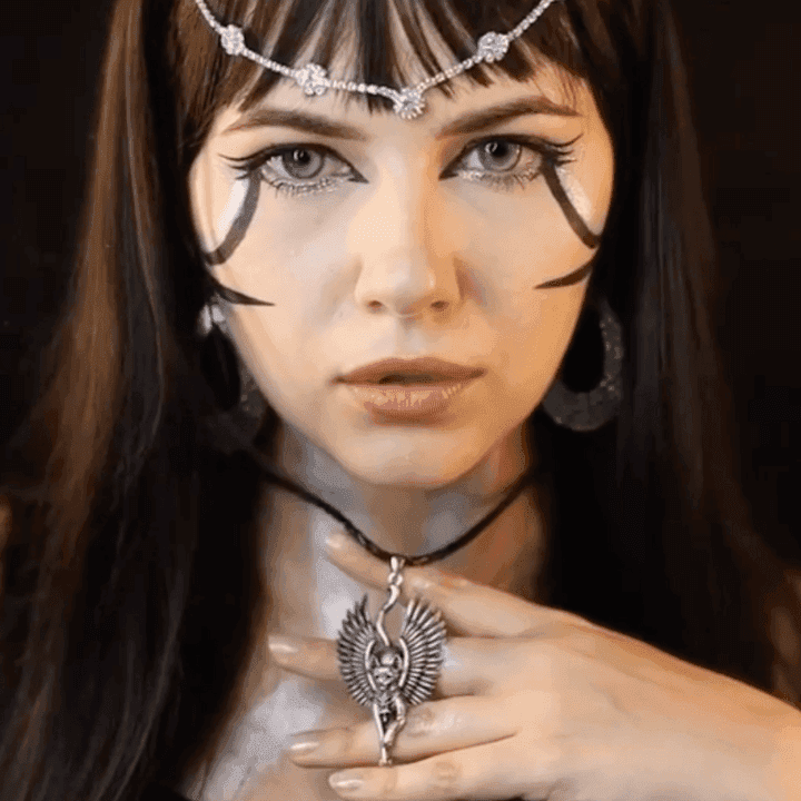 Ancient Egypt Bastet Goddess of Cats Stainless Steel Necklace - Silver