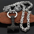 Vikings Wolf Mjolnir Stainless Steel King Chain Necklace - 50CM / 20 Inches