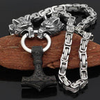 Vikings Wolf Mjolnir Stainless Steel King Chain Necklace - 50CM / 20 Inches