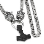 Vikings Wolf Mjolnir Stainless Steel King Chain Necklace - 50CM / 20 Inches