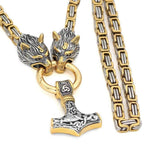 Vikings Wolf Mjolnir Stainless Steel King Chain Necklace - 50 CM / 20 Inches