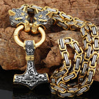 Vikings Wolf Mjolnir Stainless Steel King Chain Necklace - 50 CM / 20 Inches