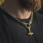 Vikings Wolf Mjolnir Stainless Steel King Chain Necklace - 50 CM / 20 Inches