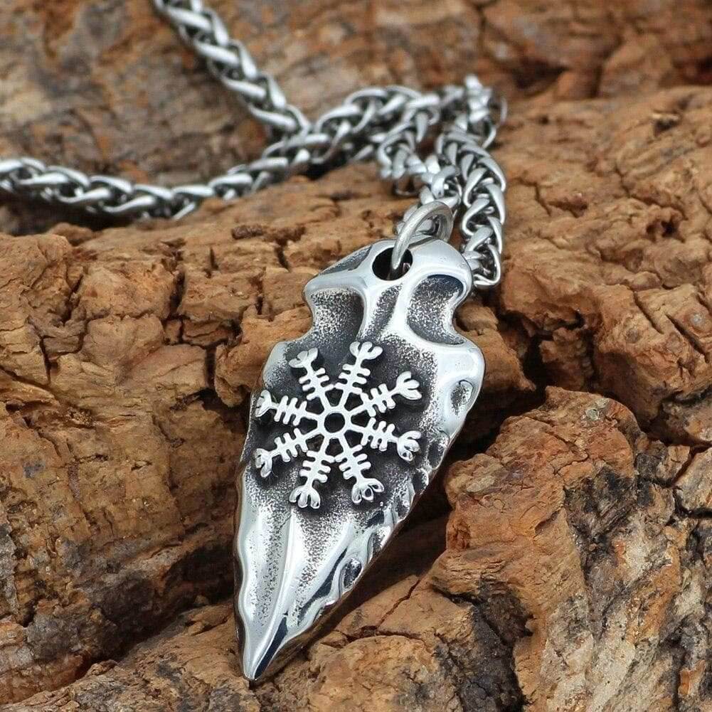 Viking Gungnir with Helm of Awe Stainless Steel Pendant & necklace - Pendant and Necklace
