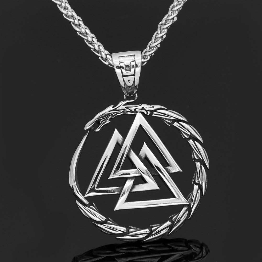Vikings Jörmungandr Valknut Stainless Steel Necklace - King's Chain / 70 CM / 28 INCH