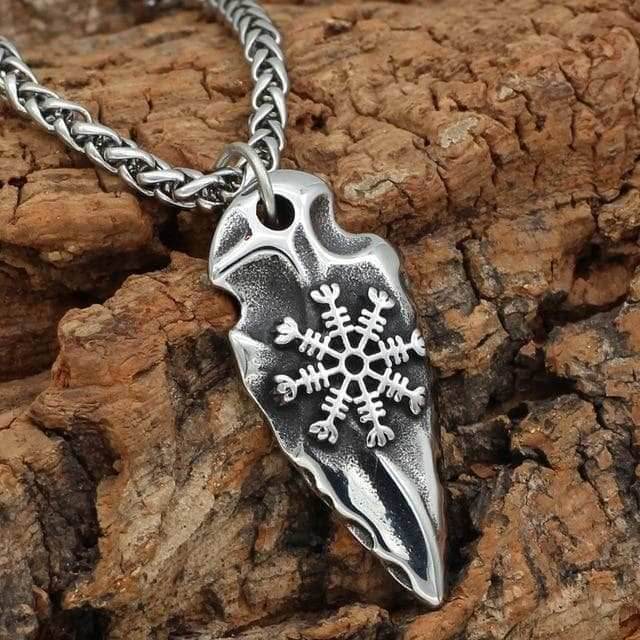 Viking Gungnir with Helm of Awe Stainless Steel Pendant & necklace - Pendant Only