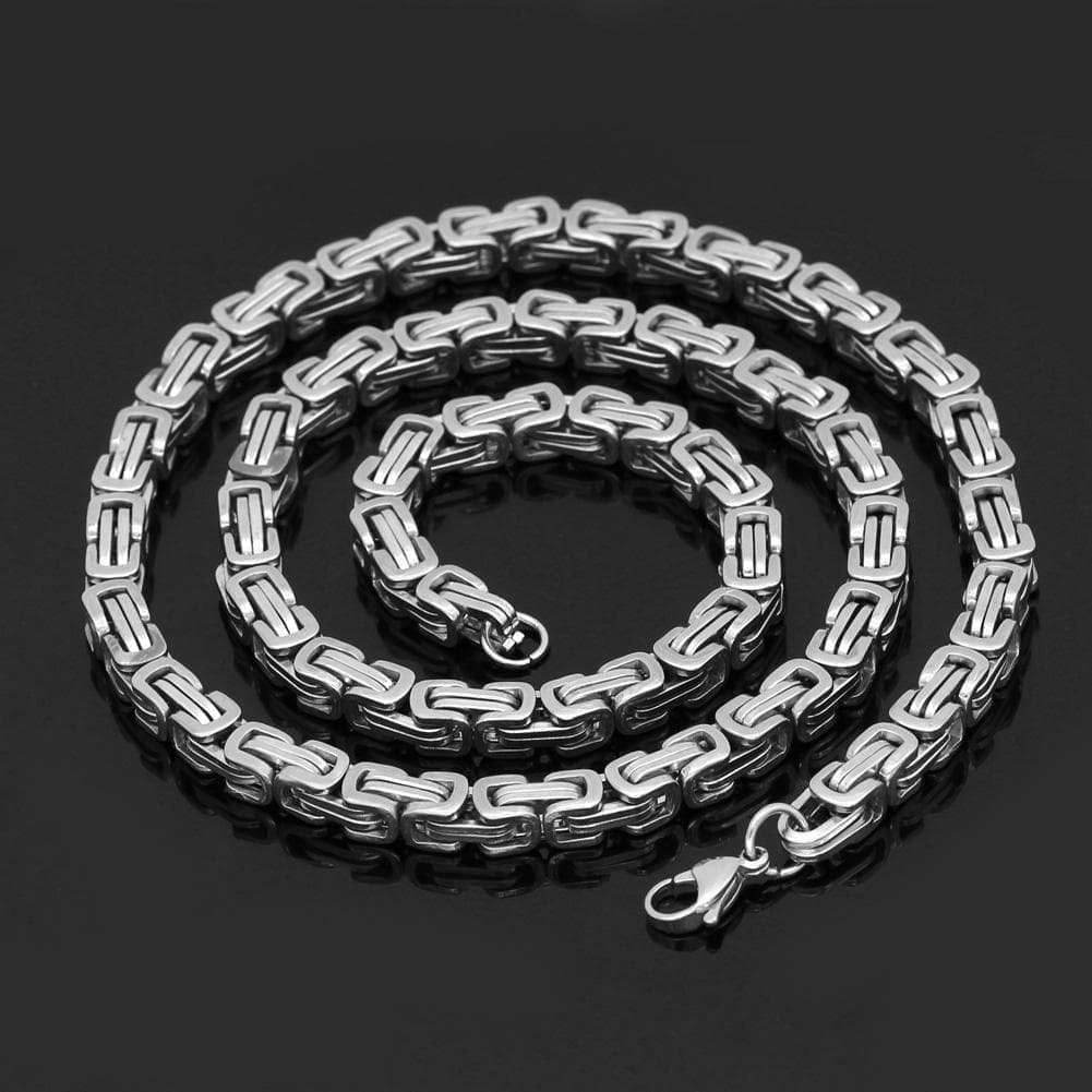 Viking Stainless Steel King Chain + Bracelet - 50 CM / 20 INCHES / Silver / 23 CM / 9 INCHES