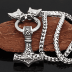 Vikings Mjolnir and Fenrir Pendant Necklace - 