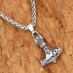 Vikings Mjolnir Ignuz Rune Stainless Steel Necklace - 