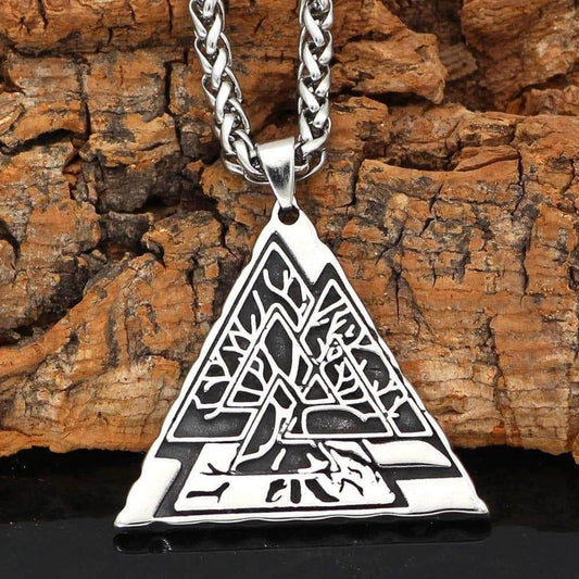 Vikings Valknut with Yggdrasil Tree of Life Stainless Steel Necklace - Pendant & Necklace