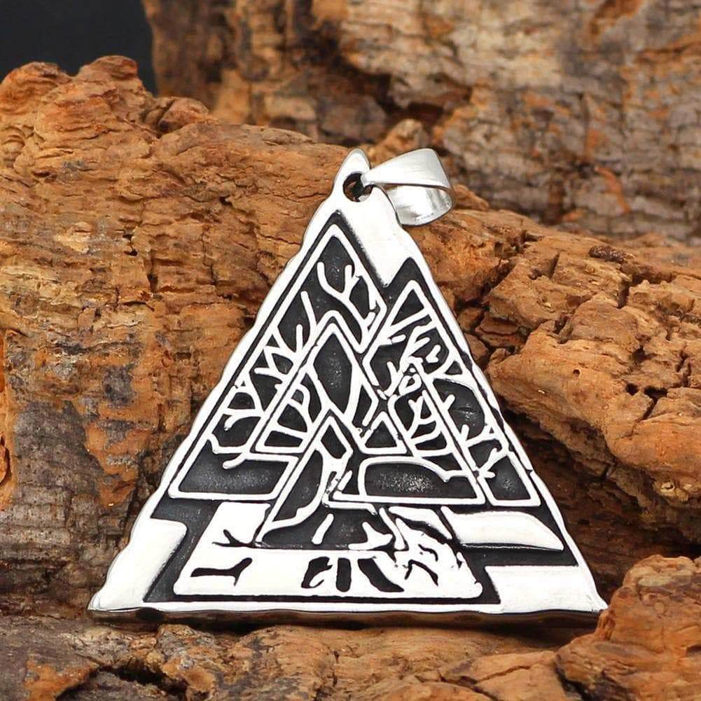 Vikings Valknut with Yggdrasil Tree of Life Stainless Steel Necklace - Pendant Only