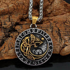Vikings Fenrir Wolf Runic Necklace - 