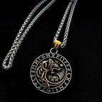Vikings Fenrir Wolf Runic Necklace - 