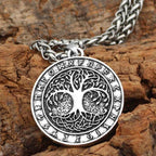 Vikings Yggdrasill Tree of Life and Runes Amulet Pendant & Necklace - 
