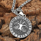 Vikings Yggdrasill Tree of Life and Runes Amulet Pendant & Necklace - 