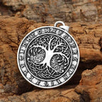 Vikings Yggdrasill Tree of Life and Runes Amulet Pendant & Necklace - 