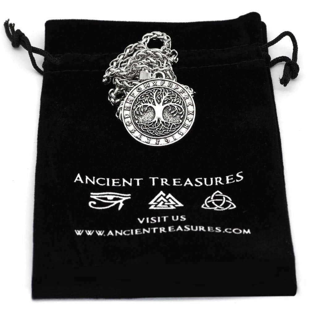 Vikings Yggdrasill Tree of Life and Runes Amulet Pendant & Necklace - 