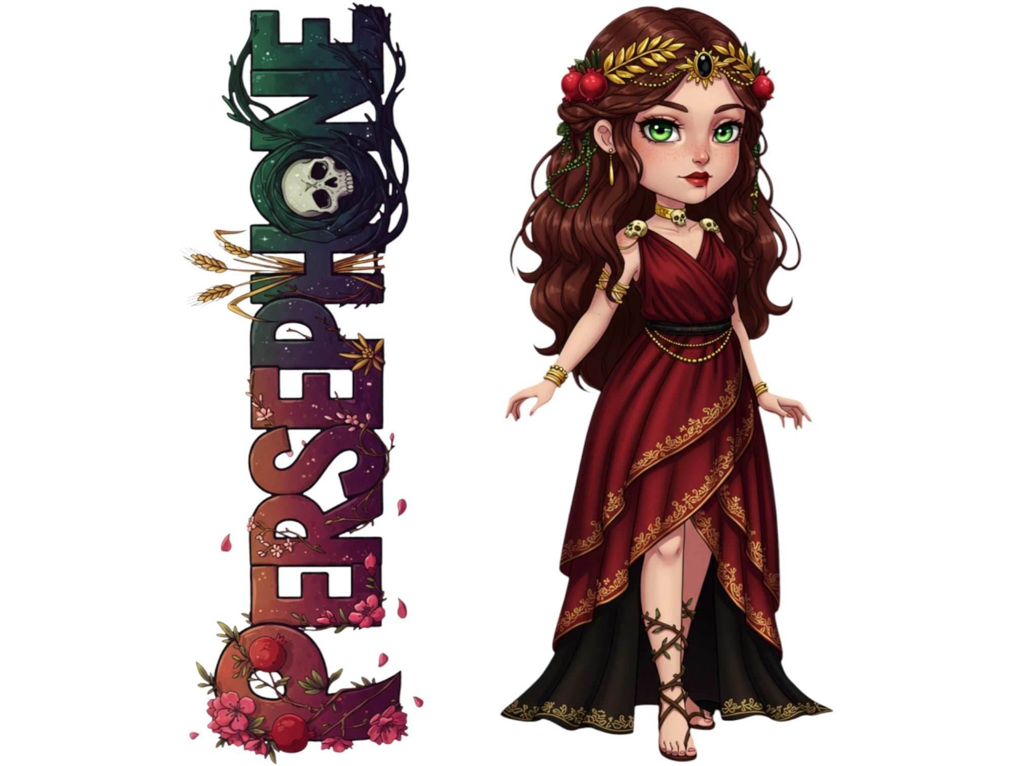Persephone Sticker and Magnet – Kore Goddess of Spring Mythkins™ | Waterproof & UV-Proof - Sticker / Mini