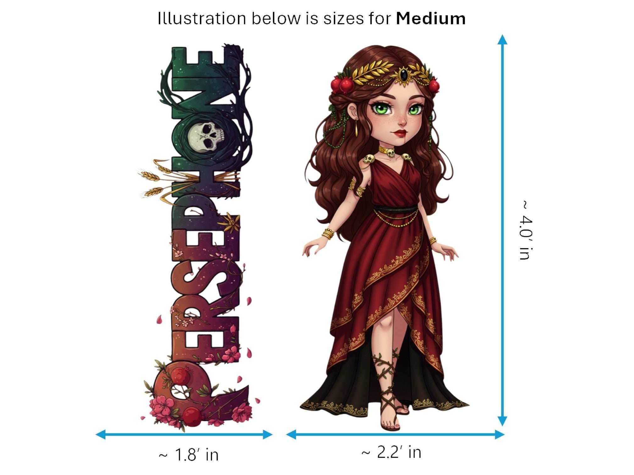 Persephone Sticker and Magnet – Kore Goddess of Spring Mythkins™ | Waterproof & UV-Proof - Sticker / Medium