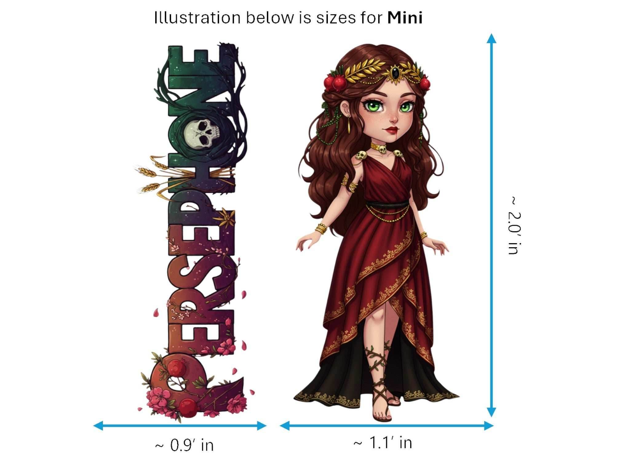 Persephone Sticker and Magnet – Kore Goddess of Spring Mythkins™ | Waterproof & UV-Proof - Sticker / Mini