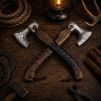 Personalized Norse & Celtic Engraved Bearded Camping Axe with Leather Sheath
