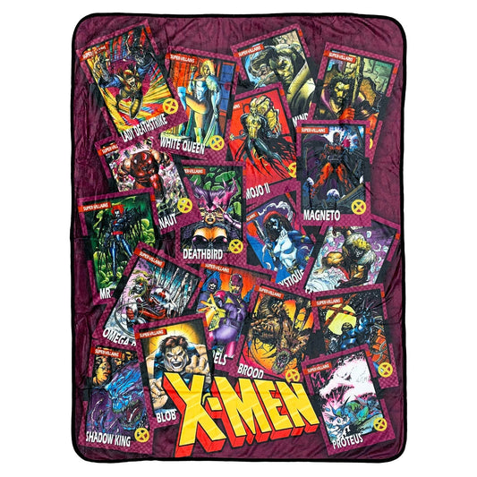 X-Men Trading Cards Villians by Jim Lee Marvel Flannel Throw Super Soft Lightweight Fleece Blanket 45 x 60 Inches - 