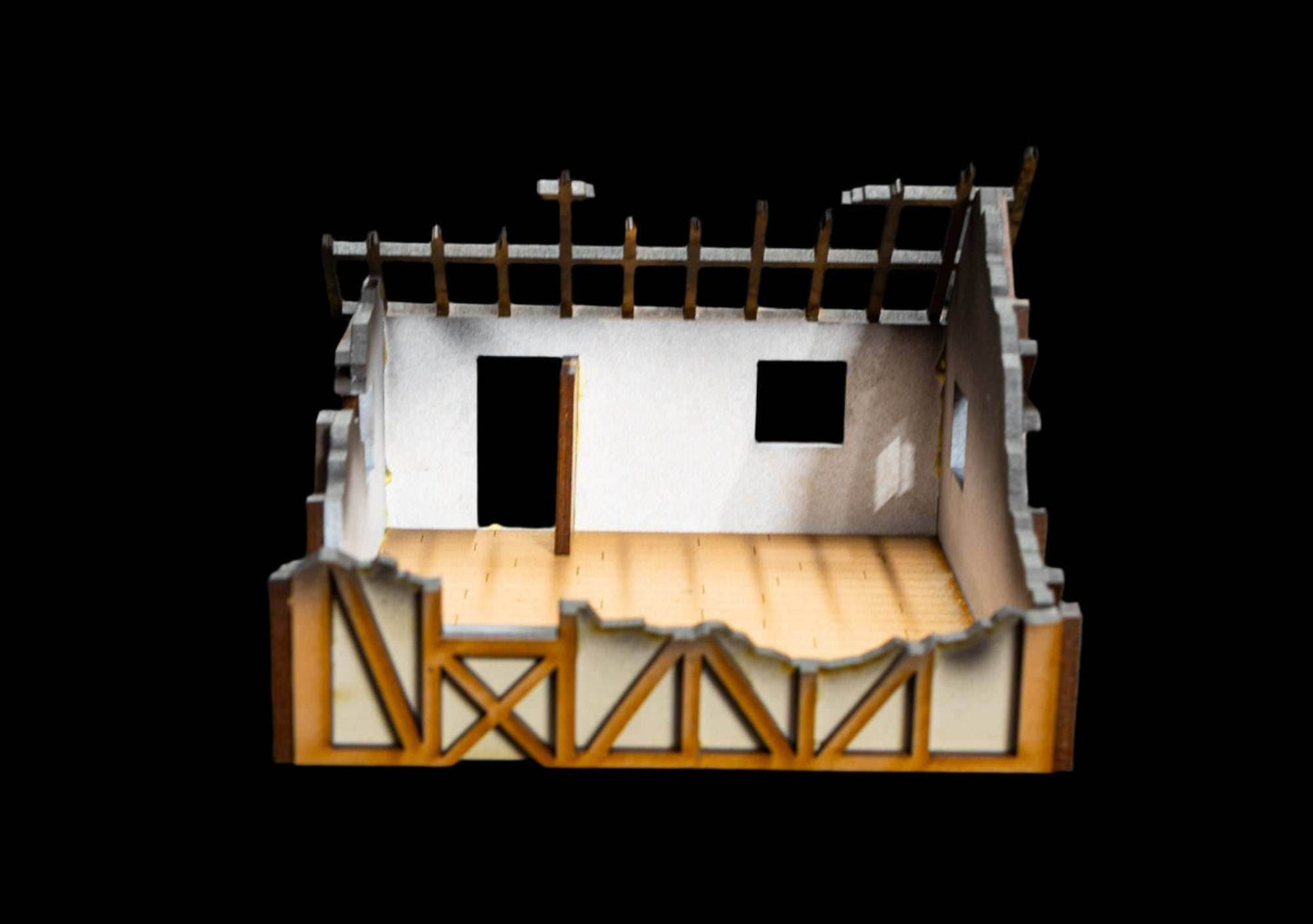 28mm Small Half Timber House - 28MPNT550 (Assembled and Painted) - 