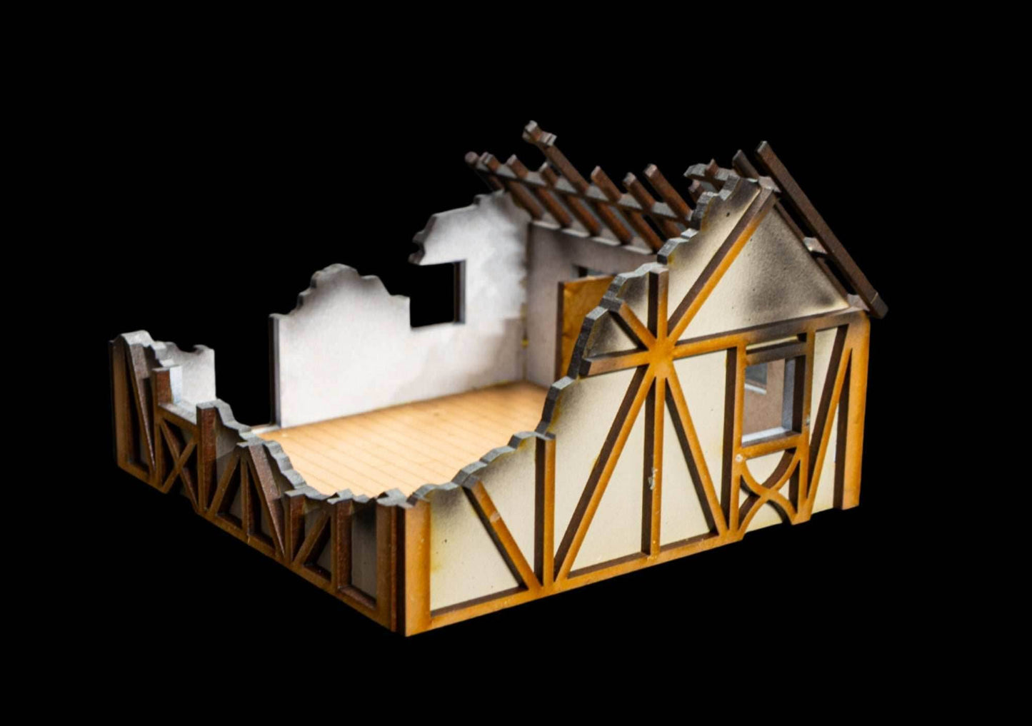 28mm Small Half Timber House - 28MPNT550 (Assembled and Painted) - 