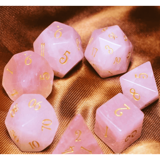 Pink Cat Eye Gemstone Dice Set - 
