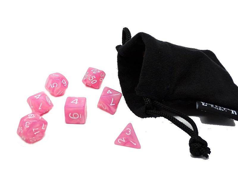 Pink Marble Dice Collection - 7 Piece Set - 