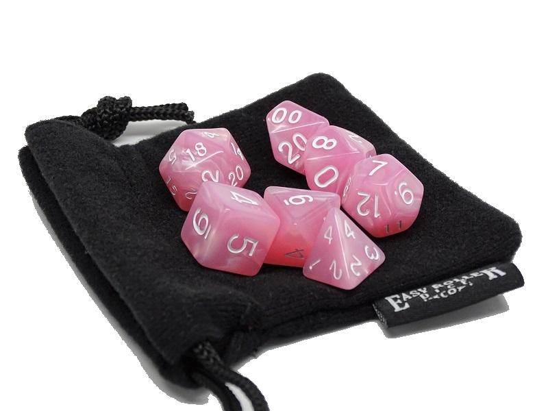 Pink Marble Dice Collection - 7 Piece Set - 