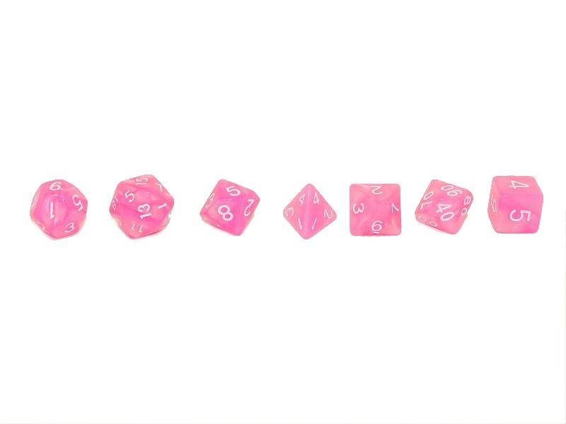 Pink Marble Dice Collection - 7 Piece Set - 