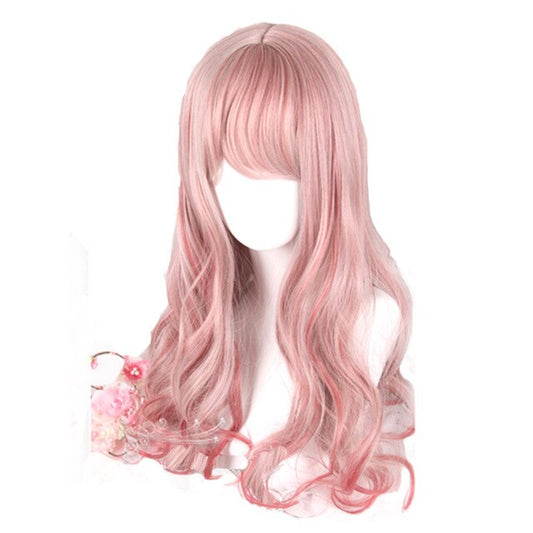 Pink Mixed Red Lolita Wigs Long Loose Wave Christmas Cosplay Wig Harajuku Wig Heat Resistant Synthetic Hair