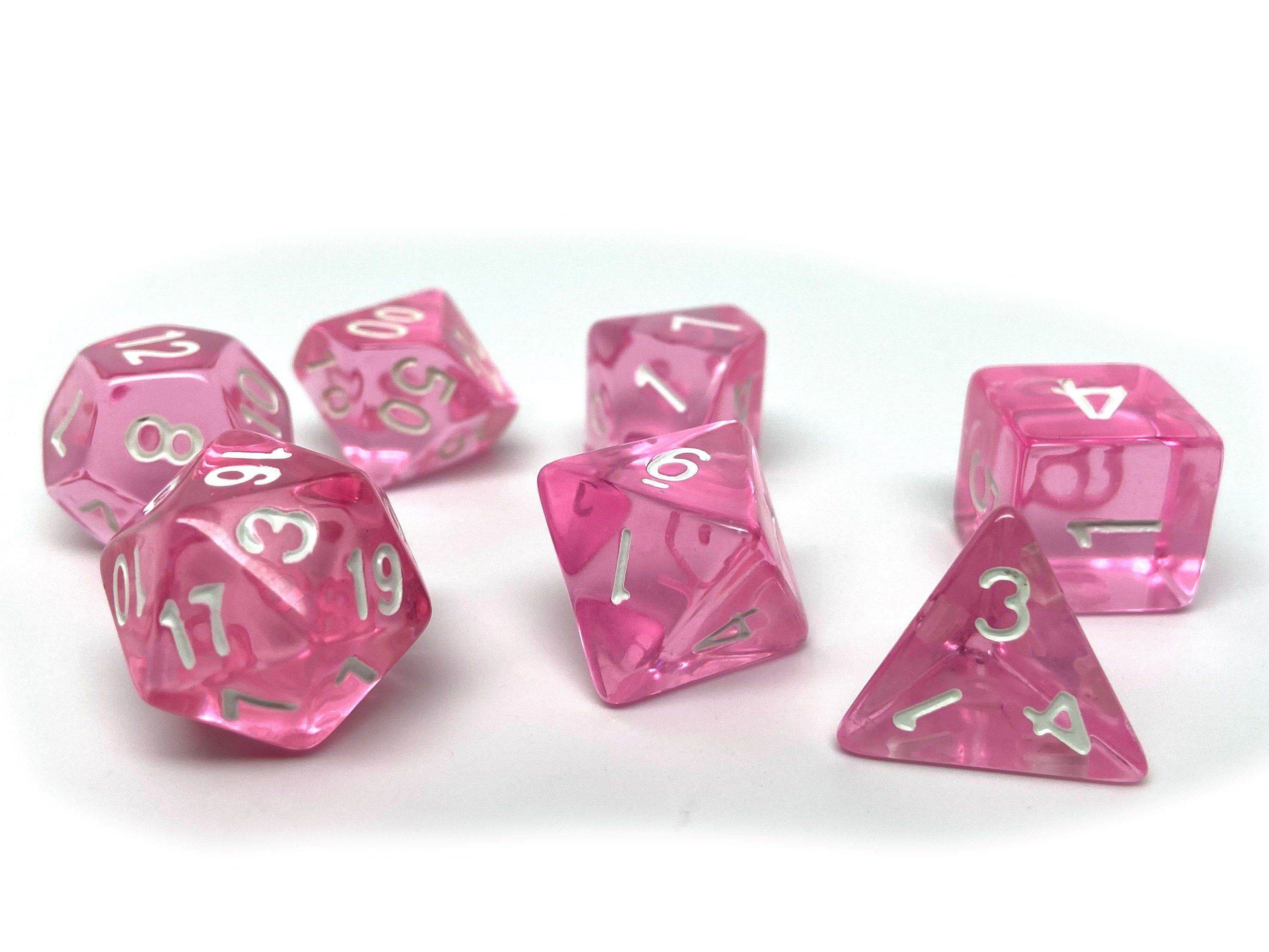Pink Translucent Dice - 7 Piece Set - 