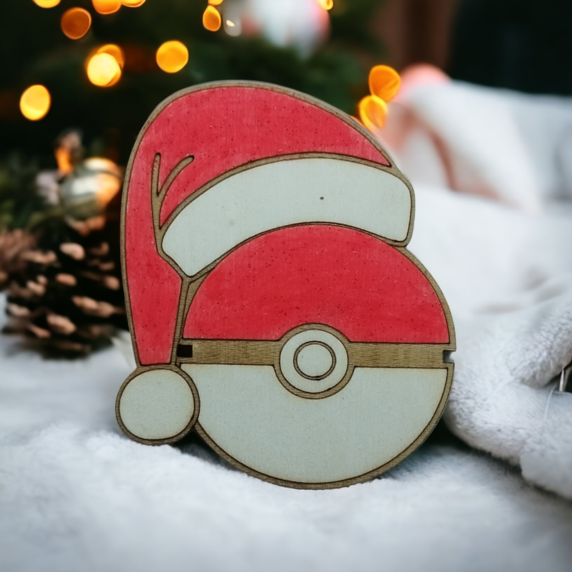 Pokeball Ornaments Wooden Christmas Decoration