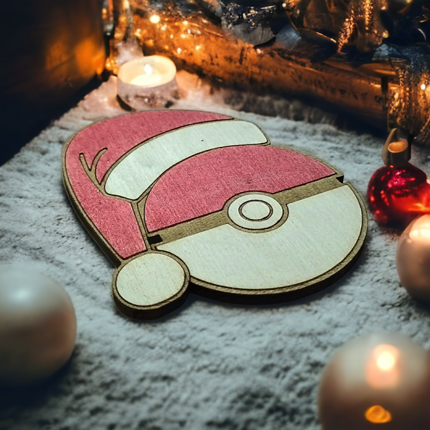 Pokeball Ornaments Wooden Christmas Decoration