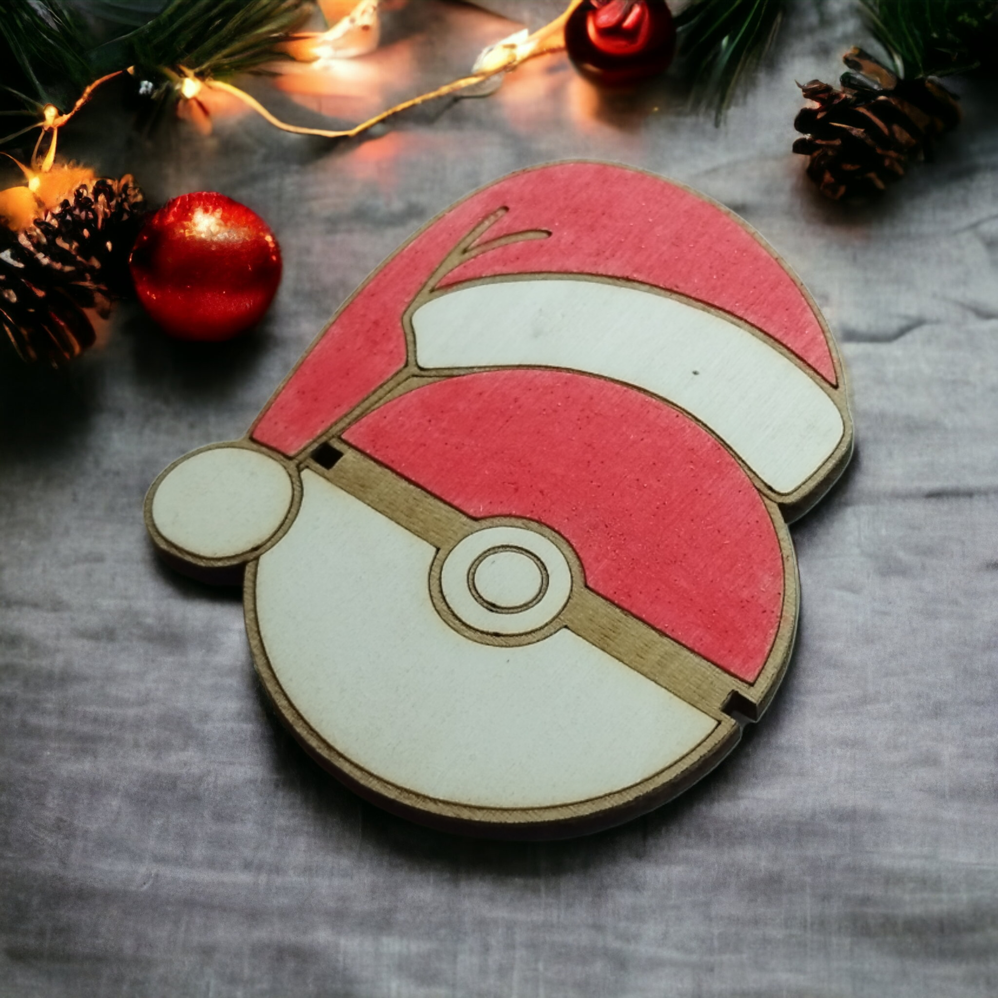 Pokeball Ornaments Wooden Christmas Decoration