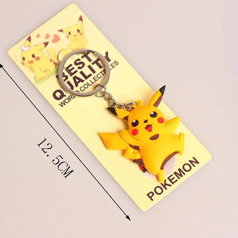 Pokemon Anime Marowak Abra Gengar Ponyta Porygon Alloy Silicone Keychain Accessories Pendant Bag Key Ring Pendant Birthday Gifts