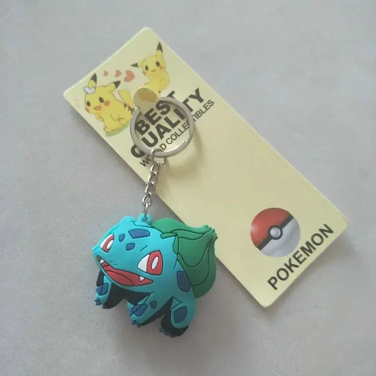 Pokemon Anime Marowak Abra Gengar Ponyta Porygon Alloy Silicone Keychain Accessories Pendant Bag Key Ring Pendant Birthday Gifts