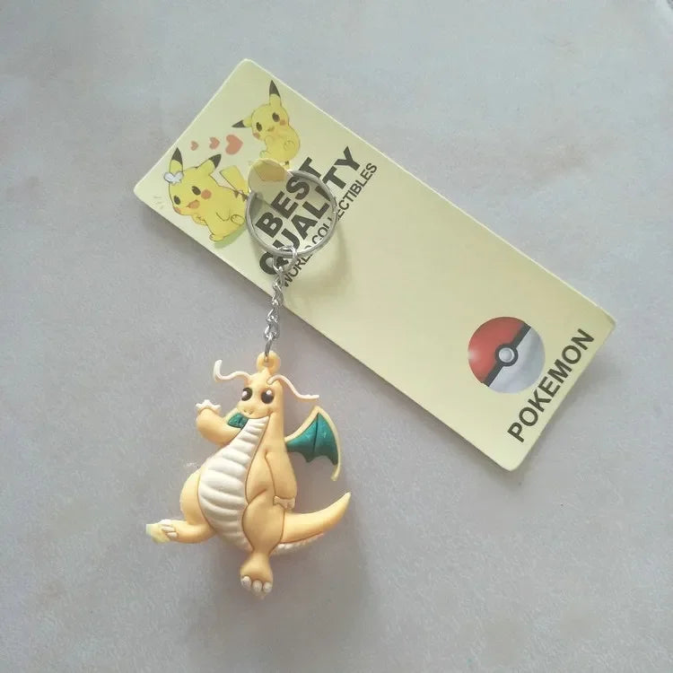 Pokemon Anime Marowak Abra Gengar Ponyta Porygon Alloy Silicone Keychain Accessories Pendant Bag Key Ring Pendant Birthday Gifts