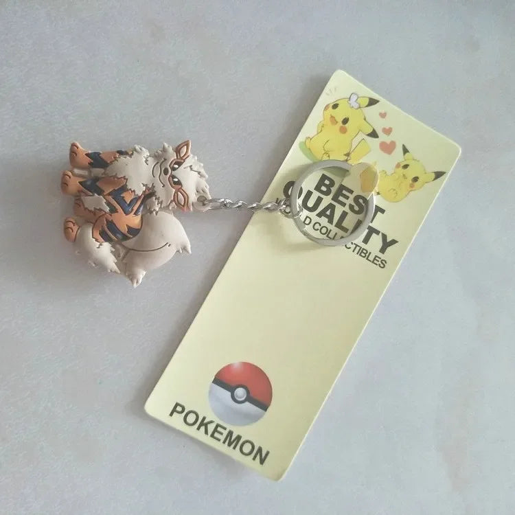 Pokemon Anime Marowak Abra Gengar Ponyta Porygon Alloy Silicone Keychain Accessories Pendant Bag Key Ring Pendant Birthday Gifts