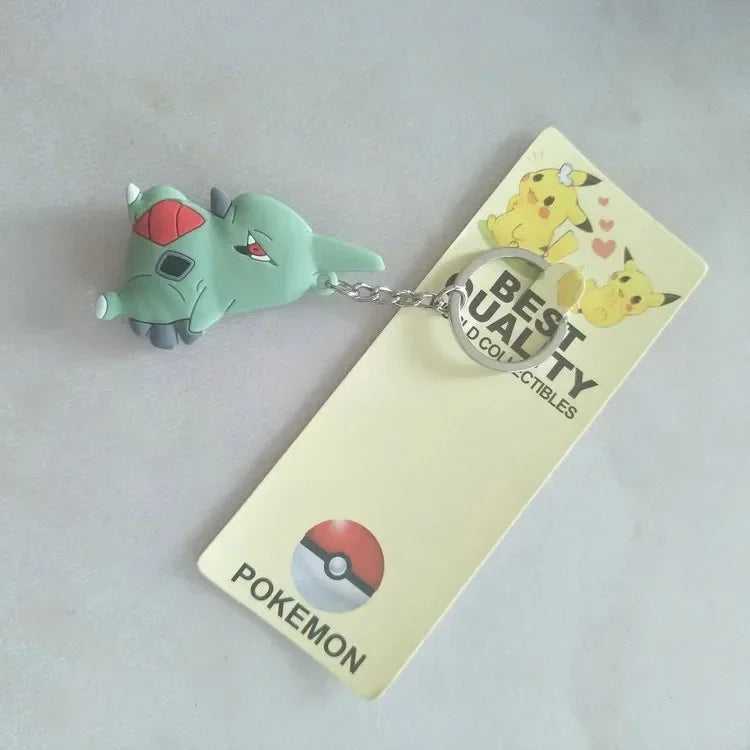 Pokemon Anime Marowak Abra Gengar Ponyta Porygon Alloy Silicone Keychain Accessories Pendant Bag Key Ring Pendant Birthday Gifts