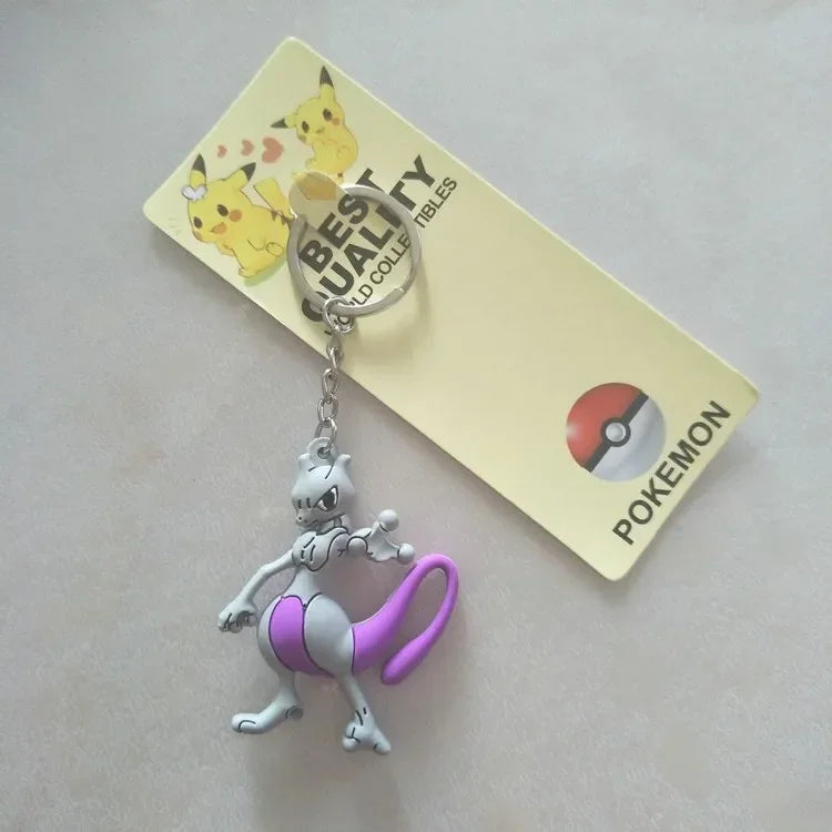 Pokemon Anime Marowak Abra Gengar Ponyta Porygon Alloy Silicone Keychain Accessories Pendant Bag Key Ring Pendant Birthday Gifts