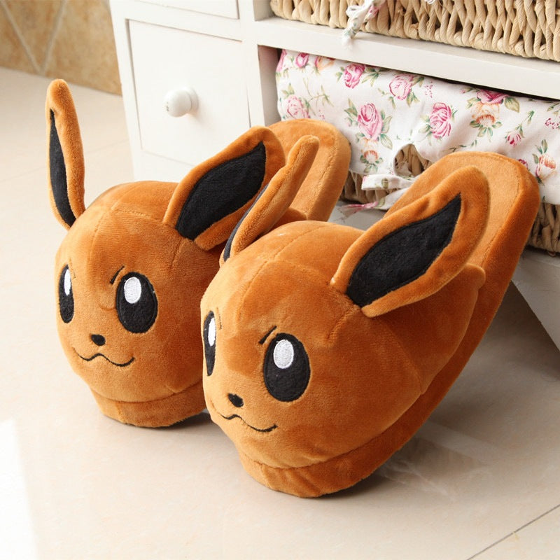 Pokemon Pikachu Kaby Beast Doll Couple Plush Slippers Floor Shoes