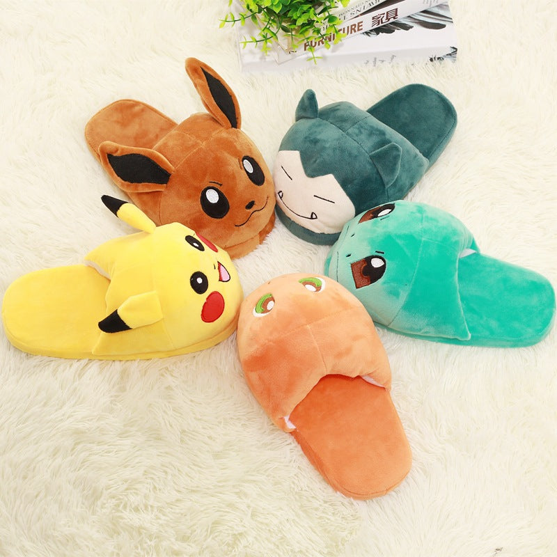 Pokemon Pikachu Kaby Beast Doll Couple Plush Slippers Floor Shoes