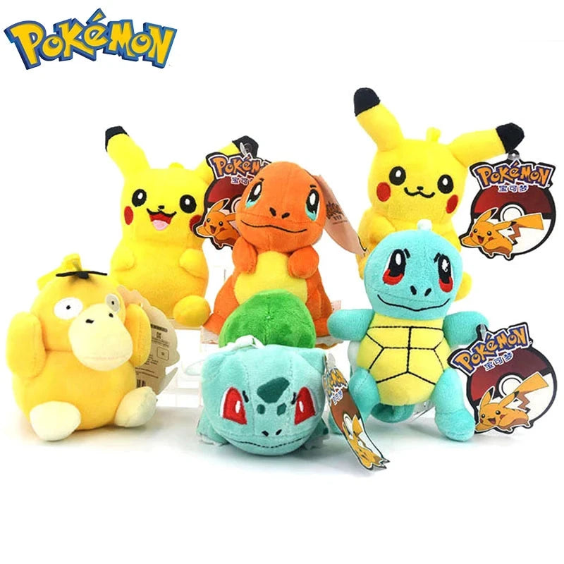 Pokemon Plush Keychain Action Figure Pikachu Key Chain Psyduck Bulbasaur Keyring Backpack Pendant Plushies Accessories Gift