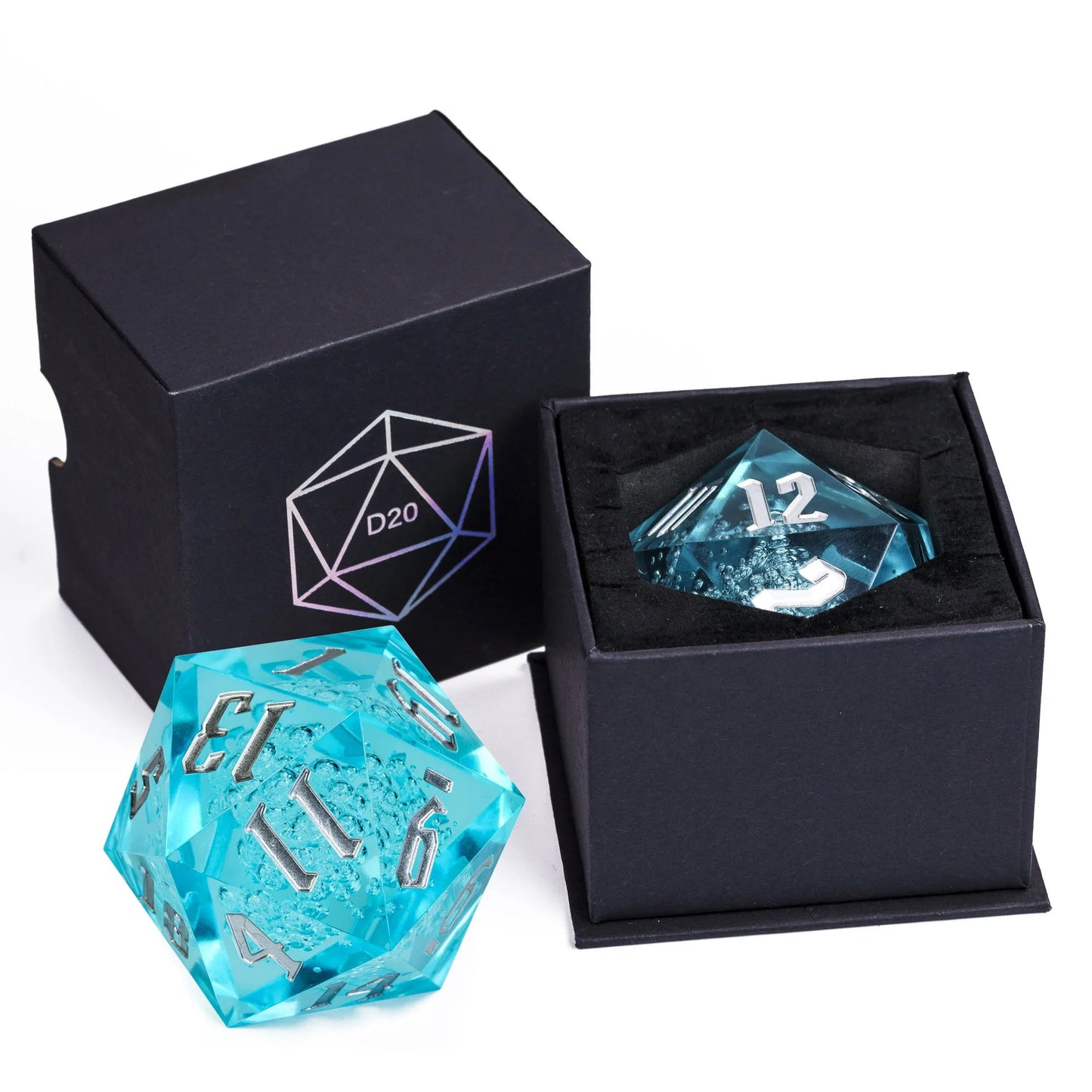 Poludie 1pc Crystal 55mm D20 Dice 20 Sides Large Size Polyhedral Dice for Role-Play Game D&D Bar Pub Party RPG Board Games