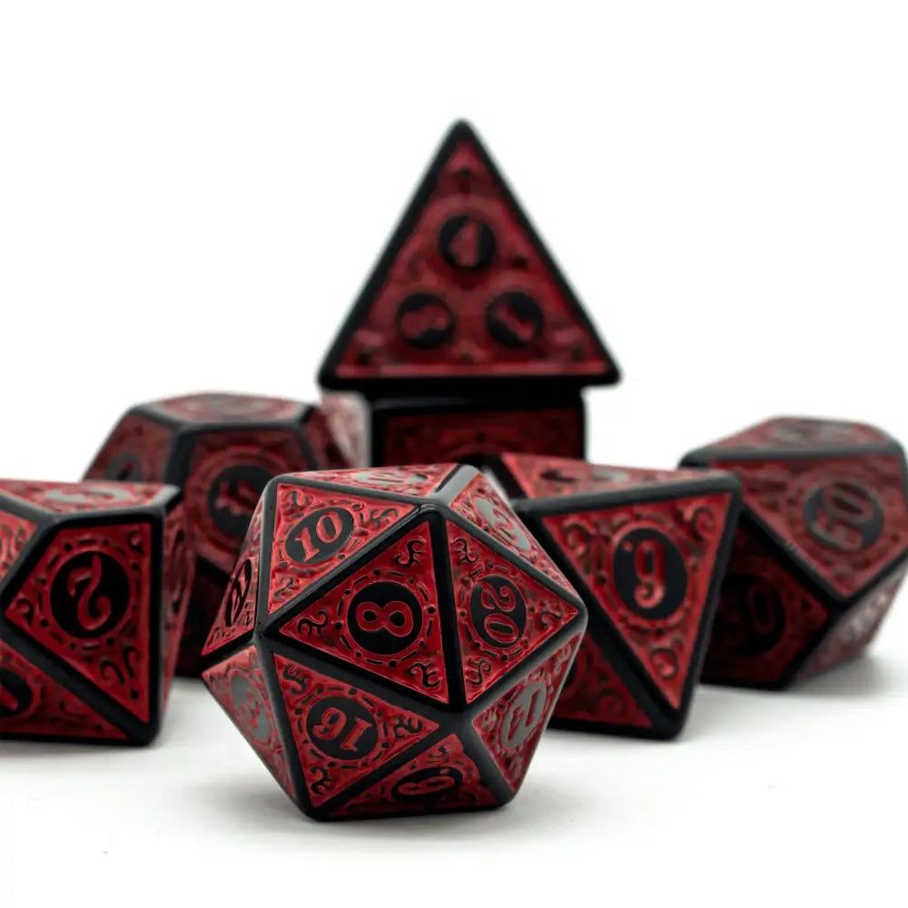 Poludie DND 7Pcs/Set Dice Set Window Lattice Red D4~D20 Diverse Polyhedral Dice for Role Playing Board Game Tabletop RPG D&D